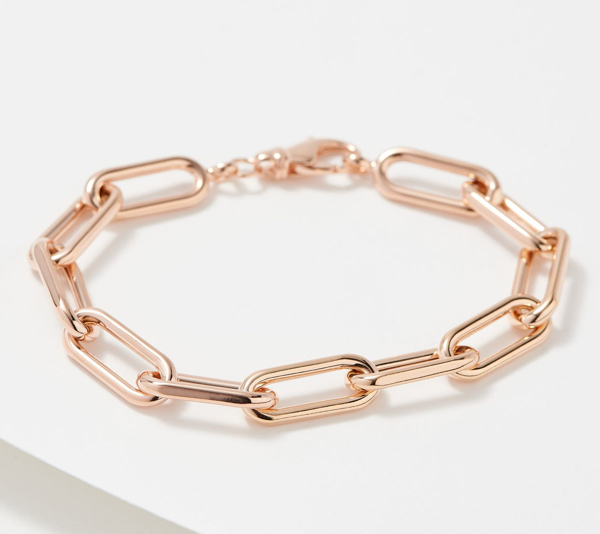 RoseClad Sterling Silver Paperclip Chain Bracelet, By Silver Style, Large