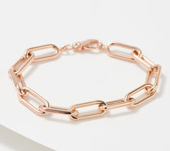 RoseClad Sterling Silver Paperclip Chain Bracelet, By Silver Style, Large