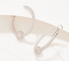 Diamonique x Lisa Freede 1-1/4" Disco Ball Hoop Earrings, Rhodium Over Brass