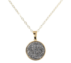 Veronese Sterling Silver Goldclad  Drusy Pendant w/ Chain, 18"