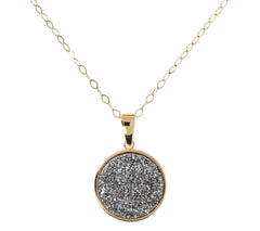Veronese Sterling Silver Goldclad  Drusy Pendant w/ Chain, 18"