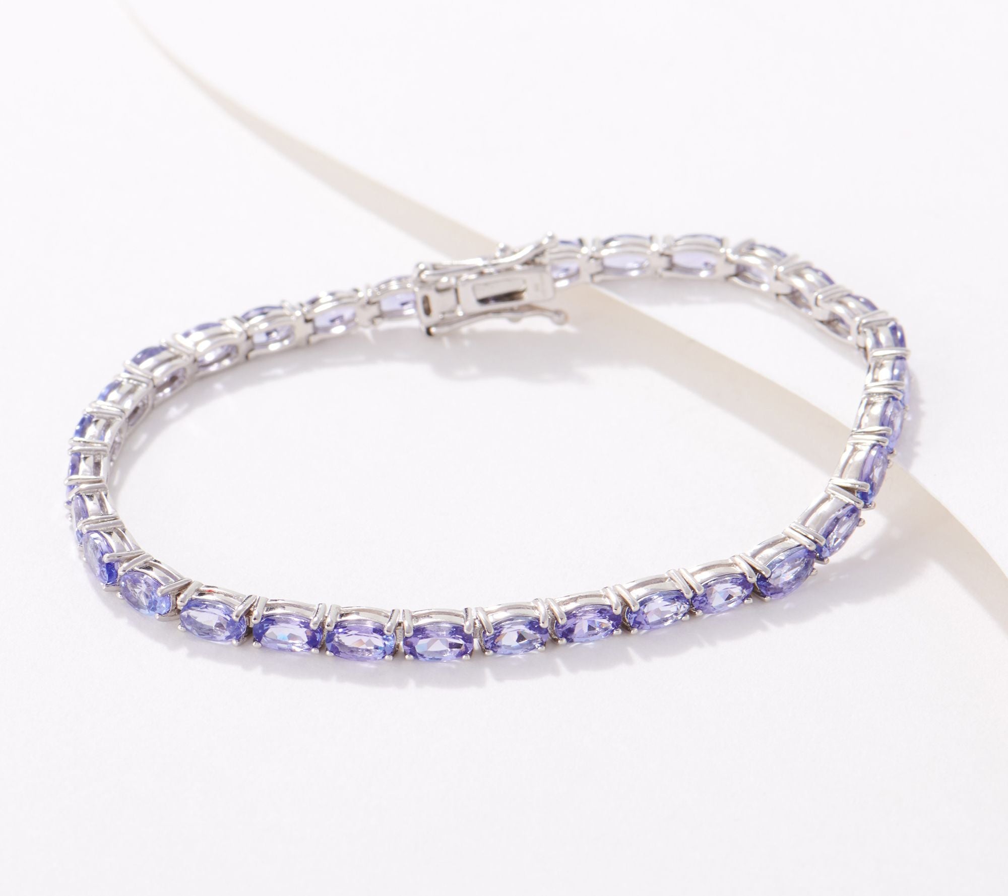 Pulsera de tenis Generation Gems de tanzanita de corte ovalado en plata de ley, 15,4 cm