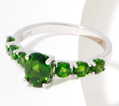 Generation Gems Sterling Silver Exotic Chrome Diopside Oval Cut 7-Stone Ring, Size 6