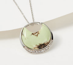 Generations Gems Carved chrysoprase Gemstone Necklace, Sterling Silver