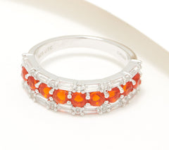 Generation Gems Sterling Silver Fire Opal & White Zircon Band Ring, Size 8