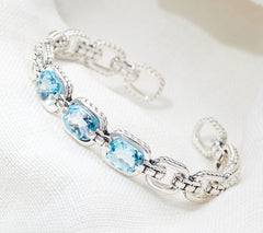 JAI Sterling Silver Blue Topaz Cuff Bracelet, 6-3/4"