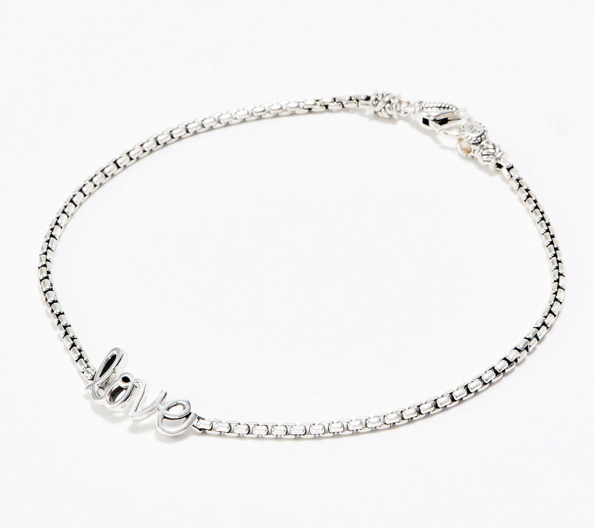 JAI Sterling Silver Love Script Message Ankle Bracelet, Small