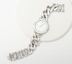 Isaac Mizrahi Live! Enamel Curb Moonstone Chain Watch, One Size
