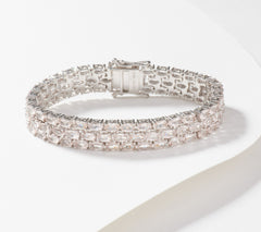 Affinity 3-Row Oval Cut Exotic Morganite Tennis Bracelet Sterling , 6-3/4"