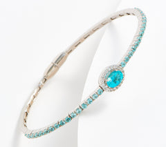 Affinity Paraiba Apatite Oval Stone Magnetic Bangle, Sterling Silver, 7.25"