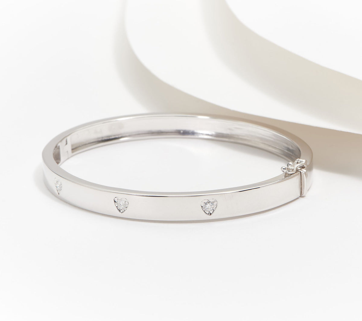 Affinity Diamonds Sterling Silver 3-Stone Hinge Bangle Bracelet Average