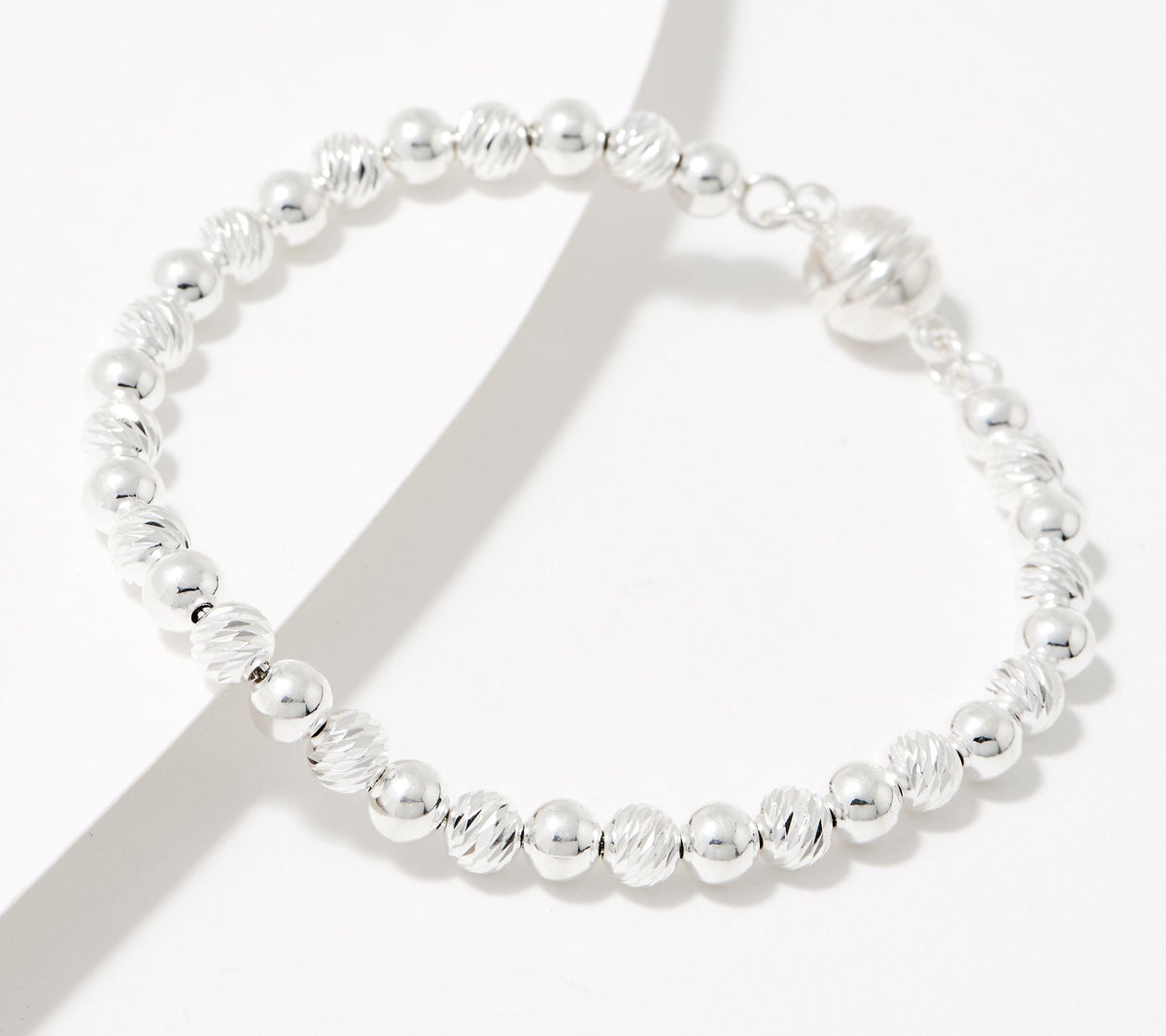 UltraFine 950 Fine Silver Magnetic Beaded Bracelet, Small; 6-3/4"