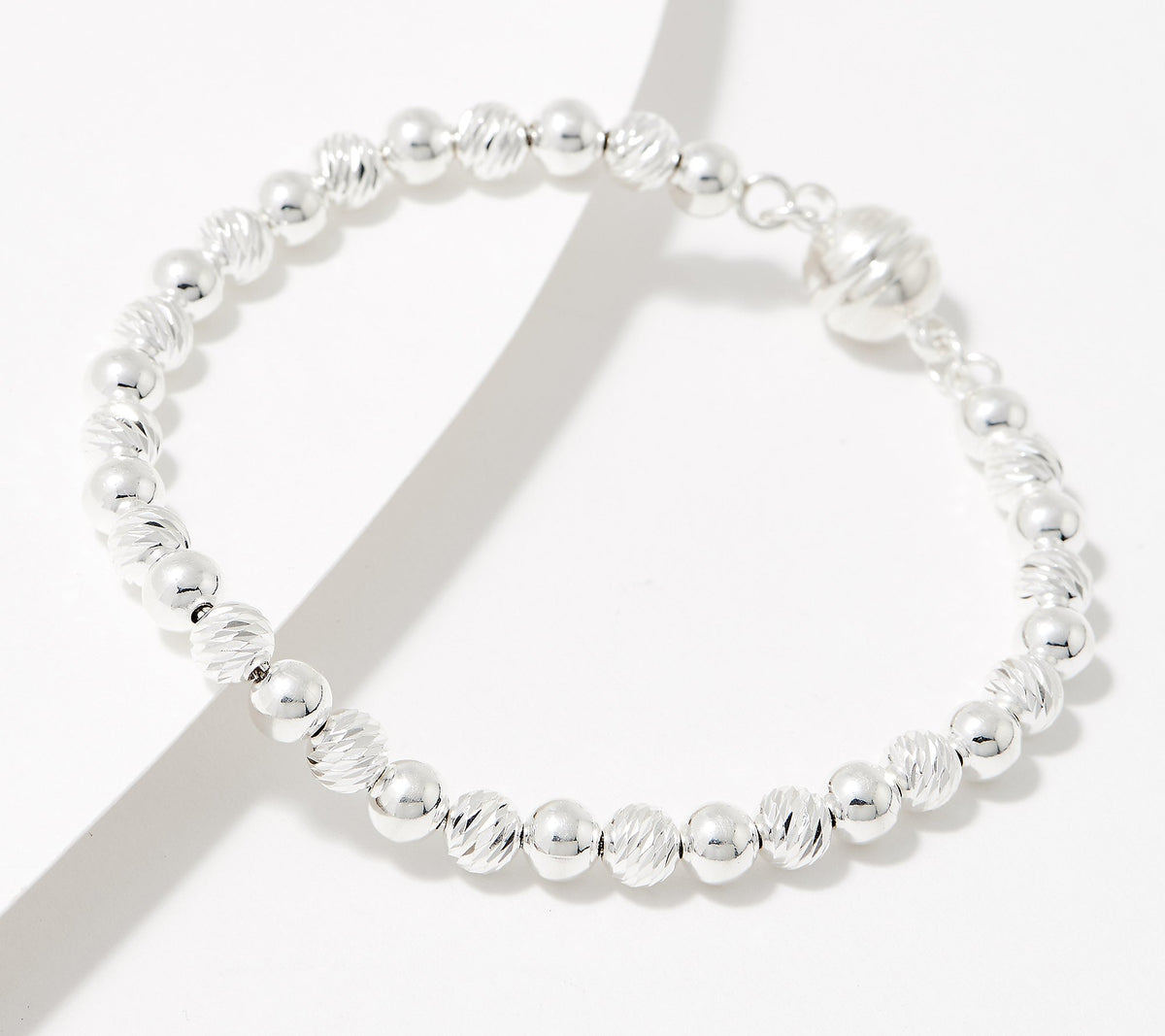 UltraFine 950 Silver Beaded Paperclip Bracelet, Small