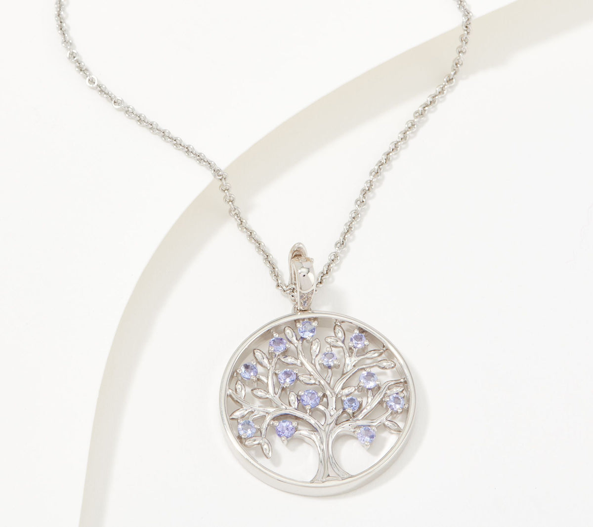Affinity Gems Exotic Tanzanite Gemstone Tree of Life Pendant with Chain, Sterling Silver