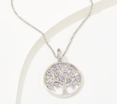 Affinity Gems Exotic Tanzanite Gemstone Tree of Life Pendant with Chain, Sterling Silver