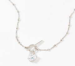 Diamonique 100-Facet Heart Solitaire 18" Toggle Necklace Sterling Silver