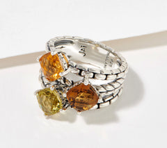 JAI Gemstone Box Chain Celebration Ring, Sterling Silver, Size 7 - Warm