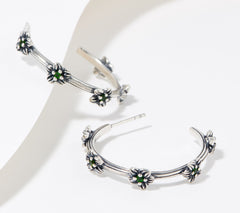 Or Paz Sterling Silver Gemstone Floral Hoop Earrings