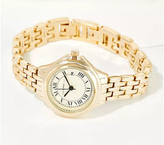 Isaac Mizrahi Live! Silver Tone Rectangle Panther Link GOLD Watch and Bracelet Set