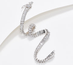 Pulsera de tenis líquida Diamonique de corte radiante en plata de ley, 16,7 cm