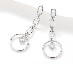 Susan Graver Silvertone Crystal Dangle Earrings