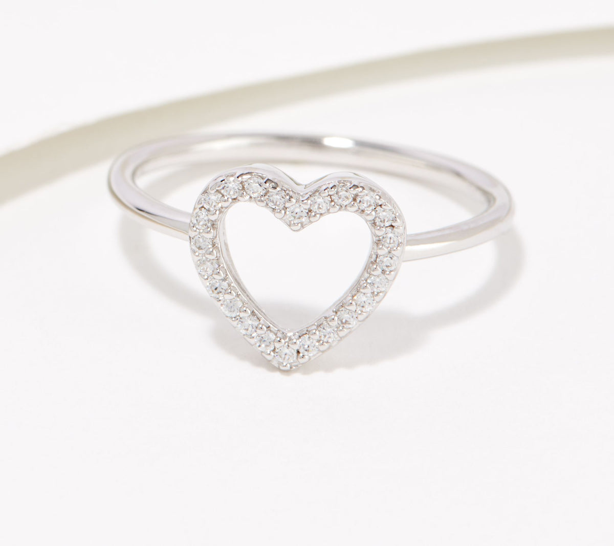 Diamonique Choice of Heart Motif Open Work Ring, Sterling Silver, Size 10