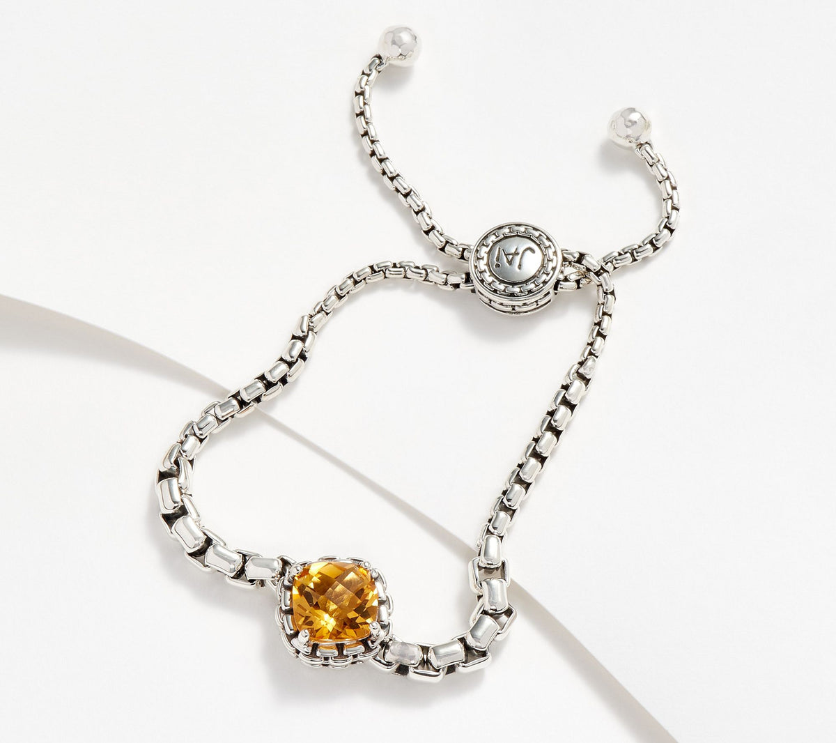 JAI Sterling Silver Citrine Gemstone Adjustable Bracelet, XS-Average