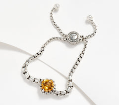 JAI Sterling Silver Citrine Gemstone Adjustable Bracelet, XS-Average