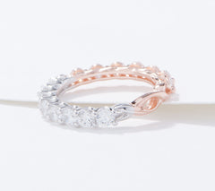 Diamonique x Udi Love Plus Two-Tone Band Ring, RoseClad SS & Sterling Silver, Size 6