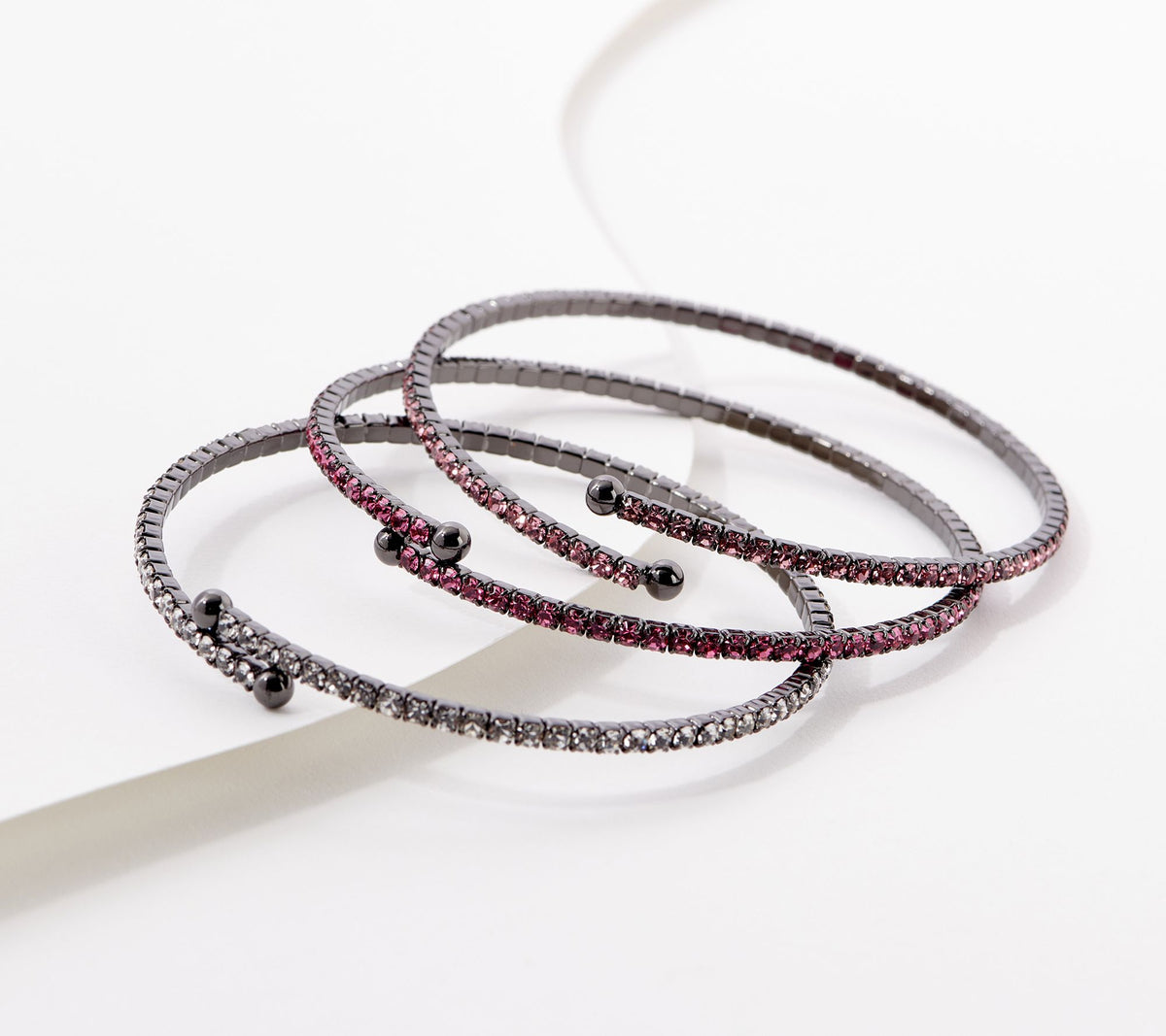 Diamonique x Lisa Freede Set of 3 Round Crystal Wrap Bracelets