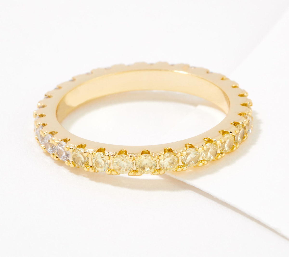 Anillo de eternidad de media eternidad Diamonique x Lisa Freede, negro y transparente, dorado, talla 8
