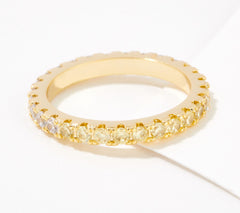 Anillo de eternidad de media eternidad Diamonique x Lisa Freede, negro y transparente, dorado, talla 8