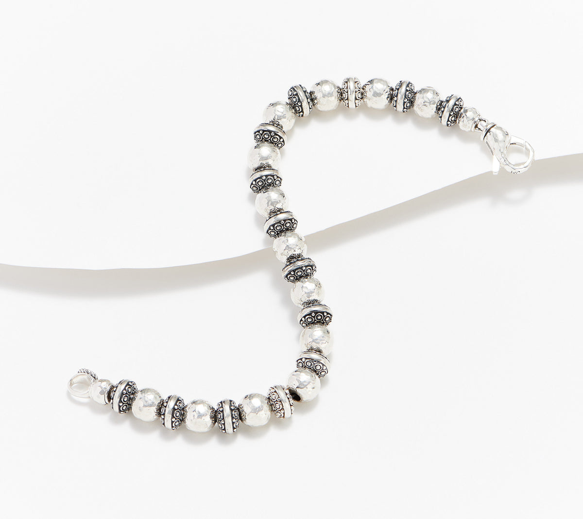 JAI Sterling Silver Kalahari & Hammered Bead Bracelet, 7-1/4"