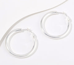 UltraFine 950 Silver Polished finish 1-1/2" Hoop Earrings