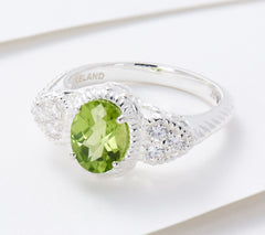 JMH Jewellery Diamonique Sterling Silver Green Peridot Ring Size 5