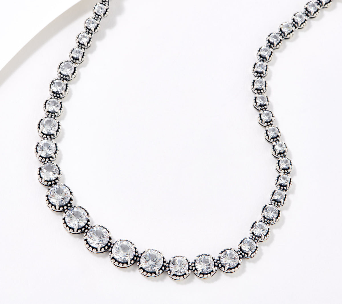 Artisan Crafted Gemstone Tennis Necklace, Sterling Silver