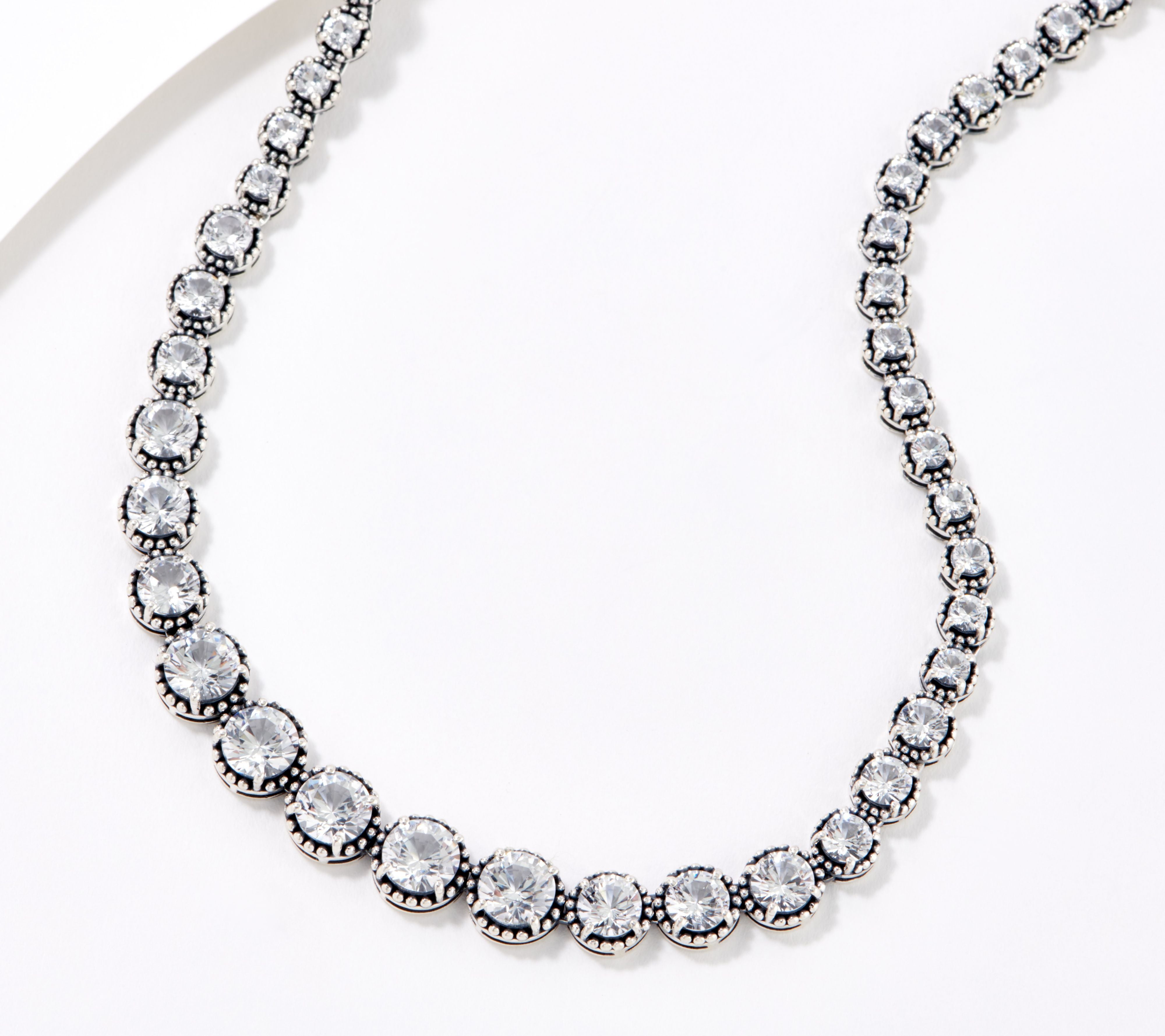 Artisan Crafted Gemstone Tennis Necklace, Sterling Silver