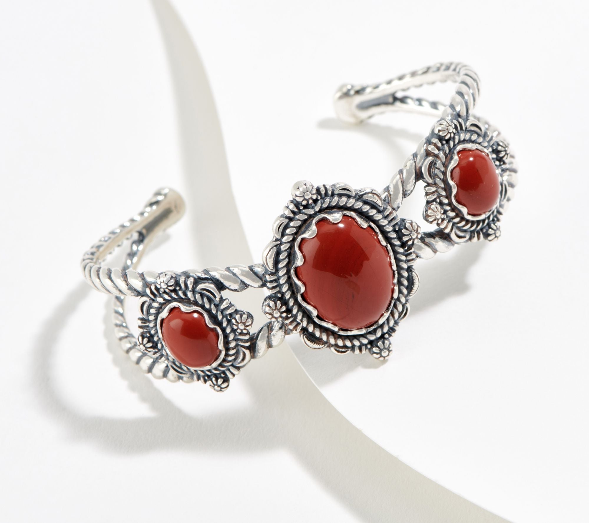 American West Sterling Silver Unique Red Jasper Cuff Bracelet, 6-3/4"