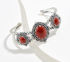 American West Sterling Silver Unique Red Jasper Cuff Bracelet, 6-3/4"