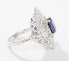TOVA Diamonique Sapphire & Clear Cluster Ring, Sterling, Size 9