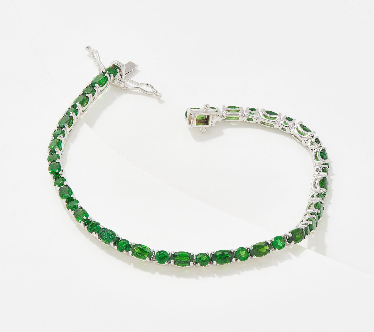 Generation Gems Sterling Silver Oval & Round Chrome Diopside Tennis Bracelet, 8"