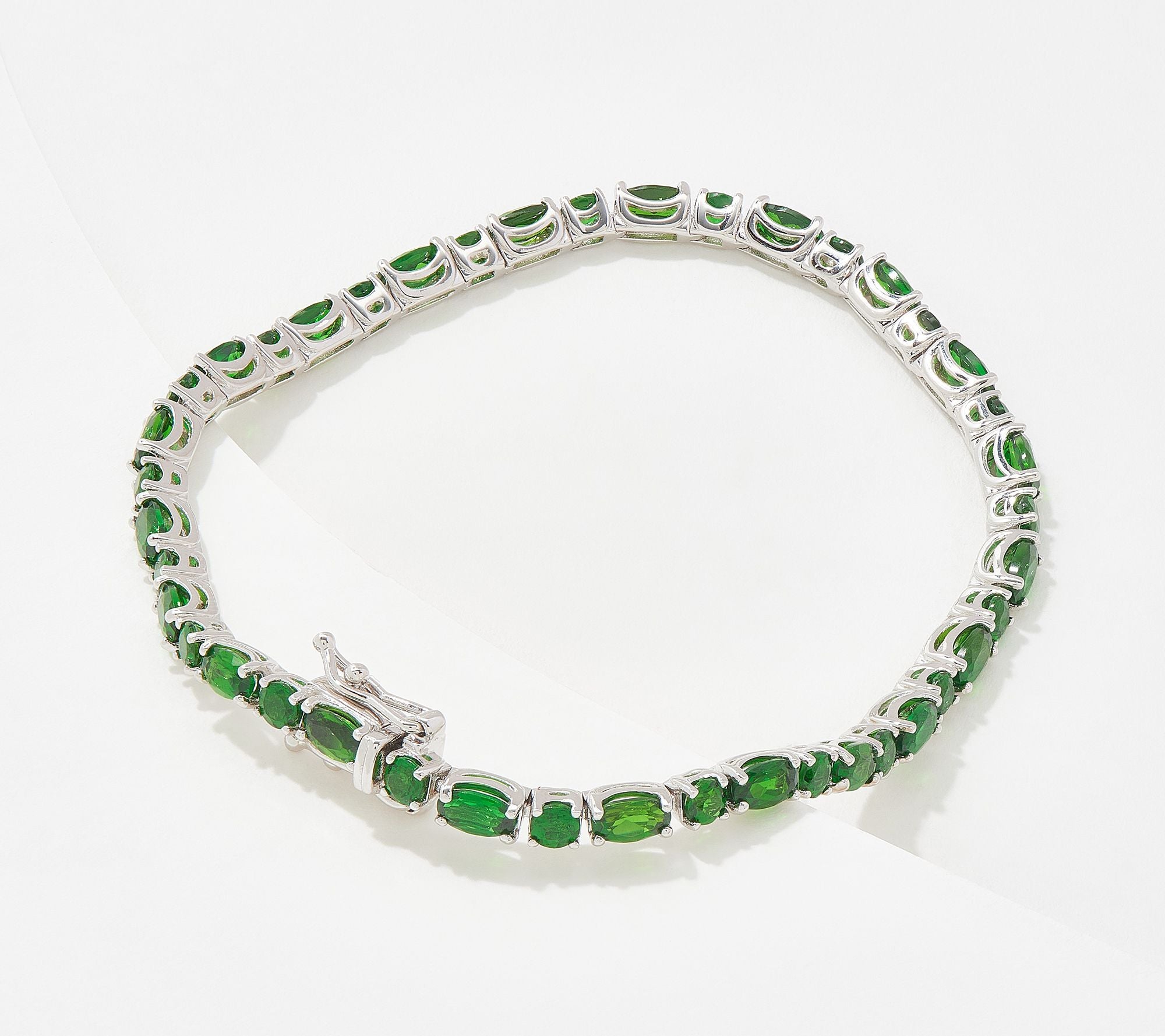 Generation Gems Sterling Silver Oval & Round Chrome Diopside Tennis Bracelet, 8"