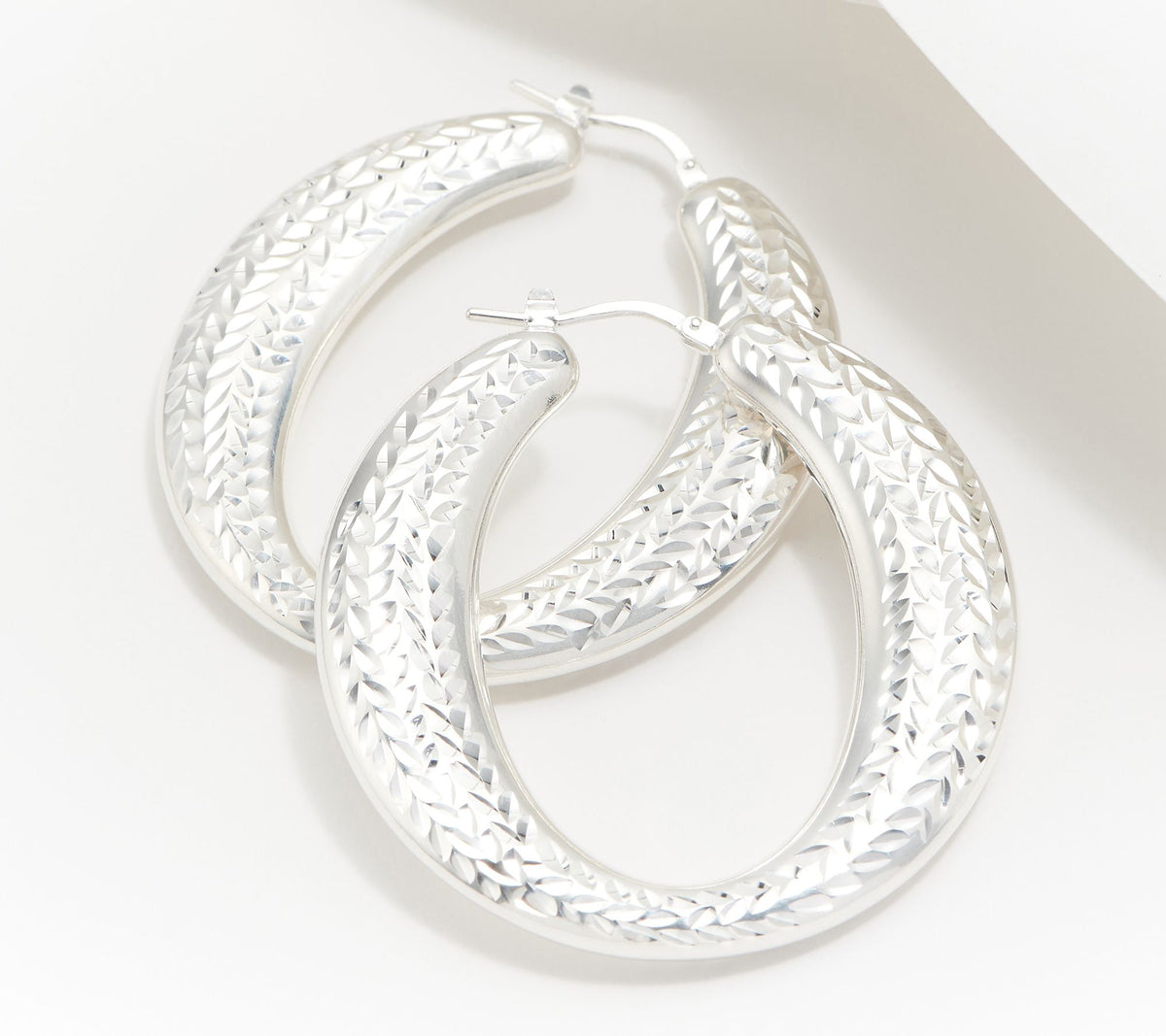 UltraFine Silver Oval 1.75" Hoop Earrings