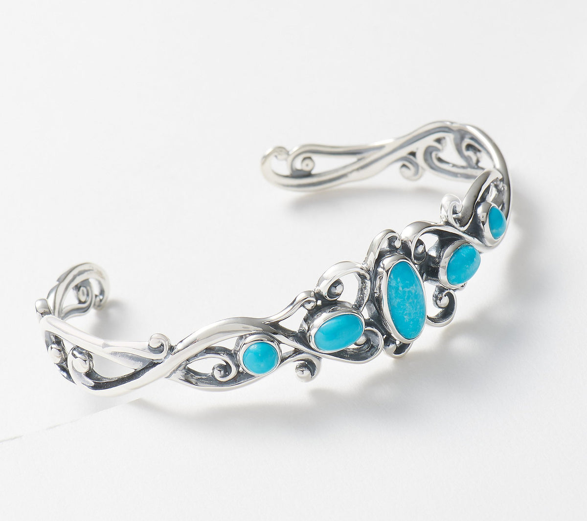 American West x Carolyn Pollack Sterling Silver Blue Turquoise Cuff, 8"