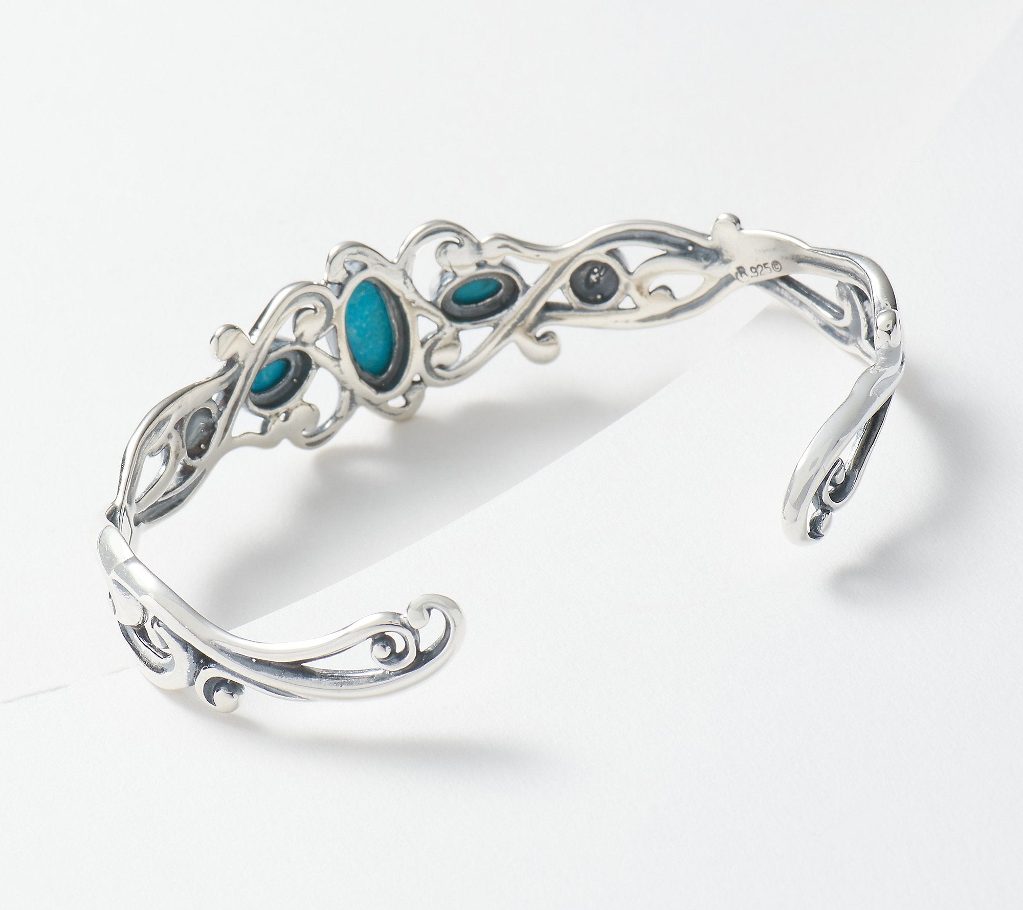 American West x Carolyn Pollack Sterling Silver Blue Turquoise Cuff, 8"