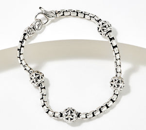 JAI Sterling Silver 3.7mm Signature Crane Texture Bead Bracelet, 6-3/4"