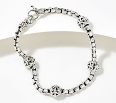 JAI Sterling Silver 3.7mm Signature Crane Texture Bead Bracelet, 6-3/4"