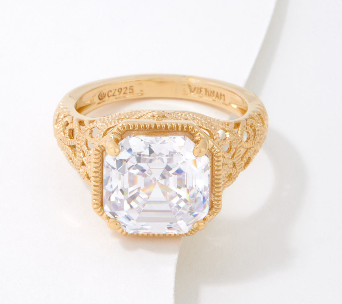 Diamonique x Jane Treacy Sterling Silver Goldclad Virginia's Ring, Size 7