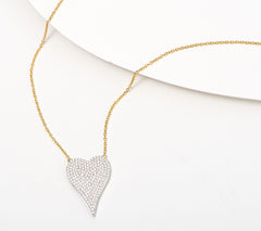Diamonique x Jennifer Miller Gold-Clad Sterling Silver Pave Heart Necklace, 16"