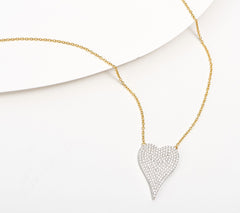 Diamonique x Jennifer Miller Gold-Clad Sterling Silver Pave Heart Necklace, 16"